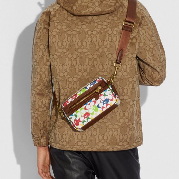 【Bape X Coach】 Academy Crossbody In Signature Canvas With Ape Head - Picture 3 of 14